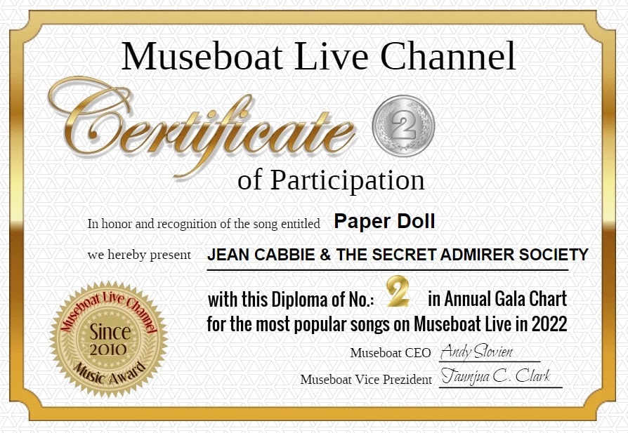 JEAN CABBIE & THE SECRET ADMIRER SOCIETY on Museboat Live